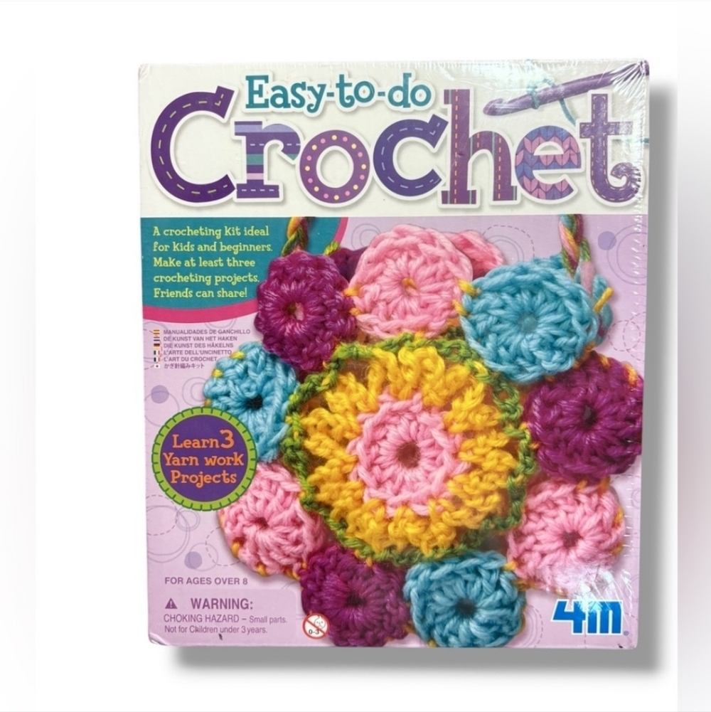 4M Easy-To-Do Crochet Kit DIY Yarn Crafts, 3 Projects Beginners & Kids 8+NEW